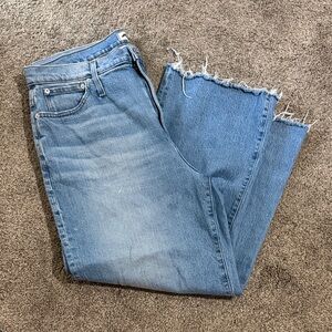 Madewell the perfect vintage wide leg Blue Jeans with Raw Frayed Hem